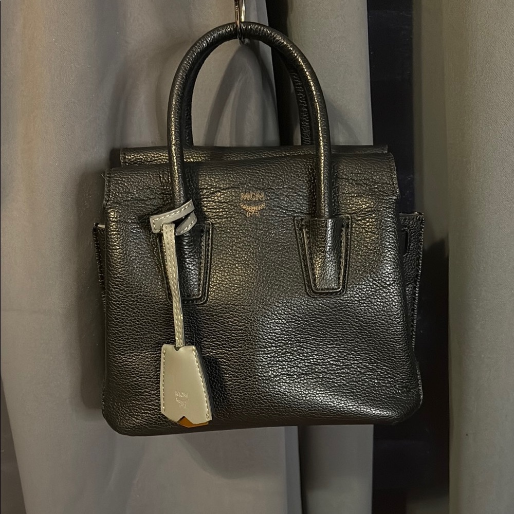 MCM Mini Black Satchel with Chain Strap - Picture 3 of 9